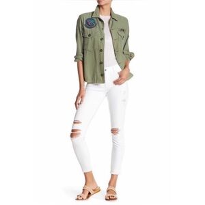 7 For All Mankind White Distressed Ankle Skinny Jean
